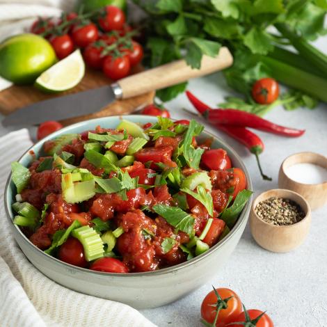 Salade de tomates Bloody Mary